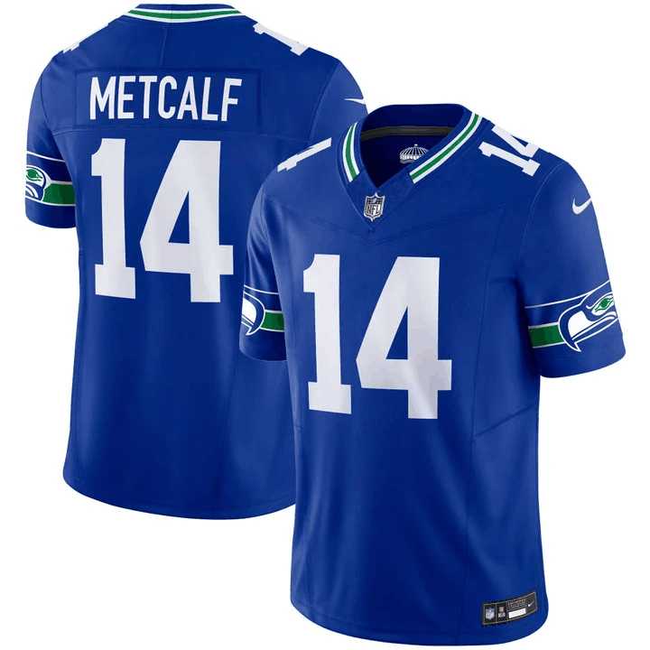 Mens Seattle Seahawks #14 D.K. Metcalf Royal 2023 F.U.S.E. Vapor Limited Throwback Stitched Jersey